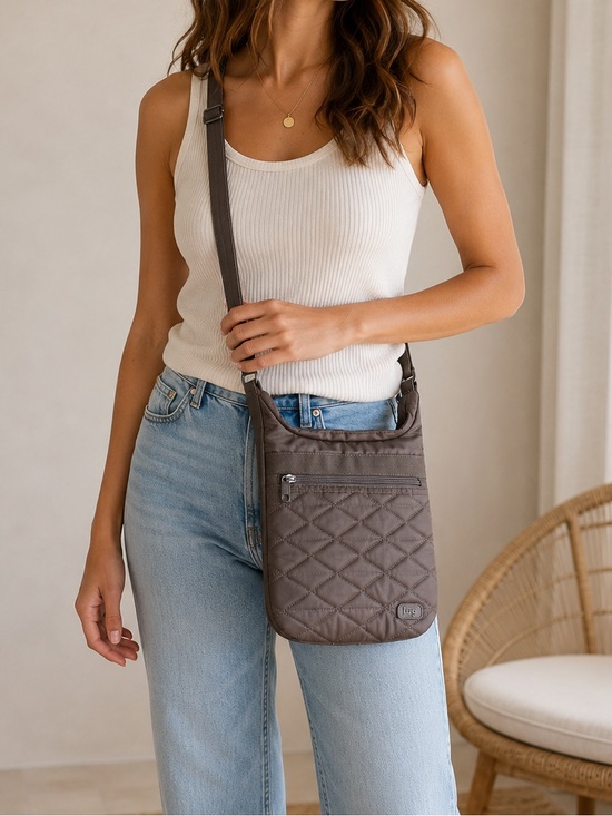 lug Handbags - Lug Skipper Quilted Crossbody Bag Bronze Taupe Nylon Travel Purse